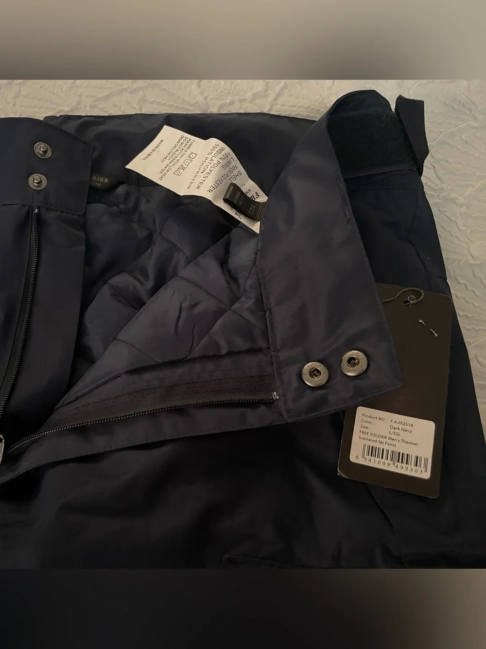 Free Soldier Mens Dark Navy Thermal Insulates Ski Pants Sz (14/16) L/32L